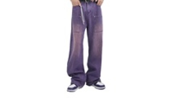 Purple Stone Washed Straight Fit Jeans for Men Branded Regular Carpenter Pants Men1