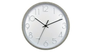 Modern Canvas Wall Piece: Heat-Transferred Grey Fabric Texture with Soft White Dial