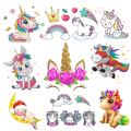 Nicediy Cartoon Iron on Patches for Clothes Unicorn Heat Transfer Vinyl Sticker Thermal Transfer For Clothing Applique Stripe