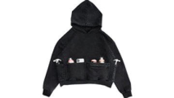 Premium Hoodies Black Heavyweight Cotton Distressed Double Layer Hoodie1