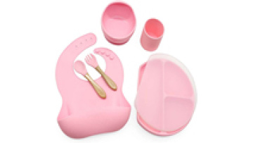 Wholesale Bpa Food Grade Silicone Baby Meal Set Easy to Clean Non-slip Silicone Bib Bowl Spoon Set for Infant1