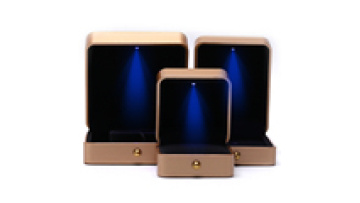 Hanhong wholesale custom plastic spray painted jewelry packaging box square luxury necklace ring gold led jewelry box1