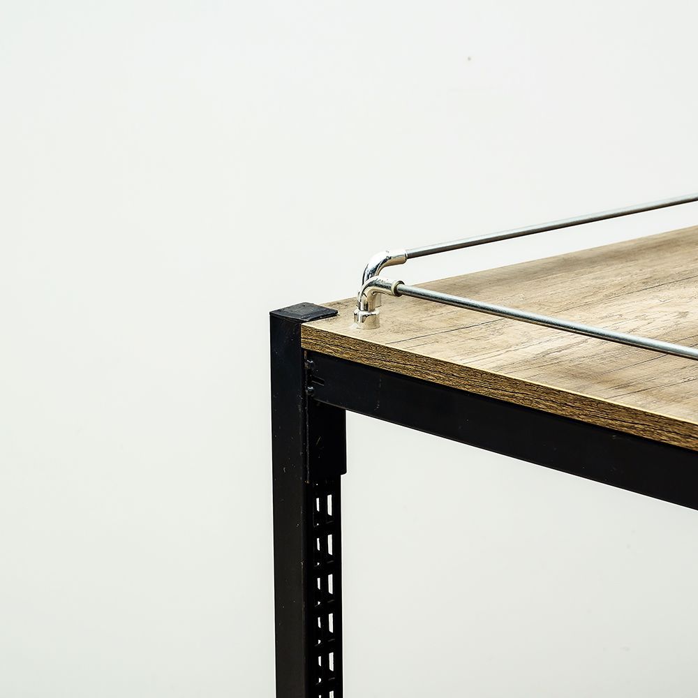 steel and wood shelves