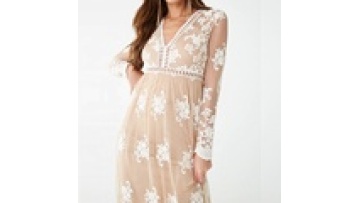 Gorgeous Women Sheer Mesh Embroidered Floral Patterns Of Lace Evening Dress1