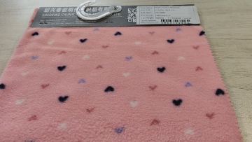 100 Polyester Small Heart Pattern Soft And Stretchy  Print Ploar Fleece Fabric For Colthing Customized Color1