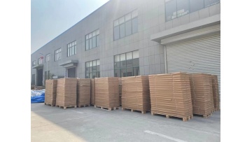 Solar panels are packed and waiting for shipment.