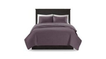 Quilted Three-piece Bedspread In Dark Gray With Pure Color Soft Bedding Sets1