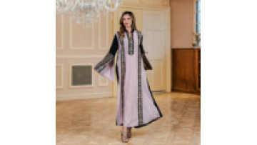 Hot Selling Bat Sleeve Loose Conservative Set Embroidered Dubai Turkish Cardigan Robe Dress Abaya1