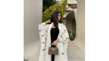 2025 New Muslim Women's Open Abaya Arab Embroidered Robe Middle East Long Sleeve Cardigan Outer Robe White Linen Abaya Eid Dress1