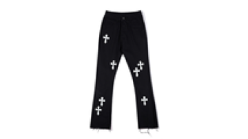 OEM High Quality Embroidery Design Graphic Wide Straight Leg Jeans Long  Pants1