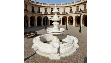 Luxury White Marble Tiered Carved Fountain Gardens Interiors