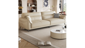 Italian style minimalist light luxury leather sofa combination modern minimalist living room top layer cowhide straight row sofa1