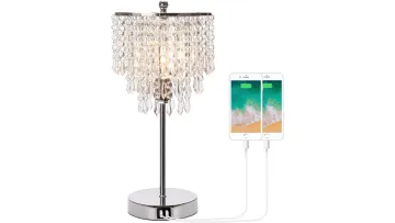 Elegant Touch Control Crystal Table Lamp with USB Charging Ports1