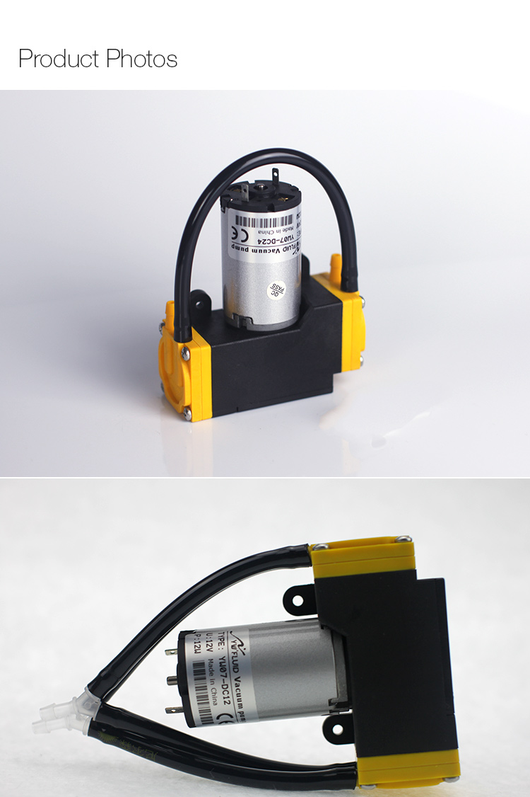 YWfluid Hight Performance OEM Micro Diaphragm Gas Pump With 12v 24v DC motor Used for Gas compression transfer