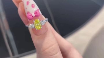 Pear Shape Colored Lab Grown Diamond Three Stone Ring Design