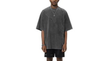 Custom Branded Hip Hop Off Shoulder Loose High Neck Acid Wash T-shirt for Men1
