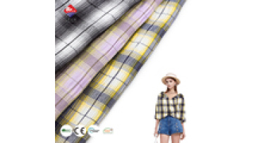 Custom Polyester Rayon Woven Jacquard Check Casual Shirting Fabric for Men and Women1