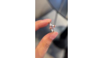 Mirrored Marquise Pink Lab Grown Diamond Three-Stone Ring