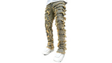 Custom High Quality Destroy Wash Raw Edge Ripped Embroider Jeans Skinny Fit Flare Stacked Men's Jeans1