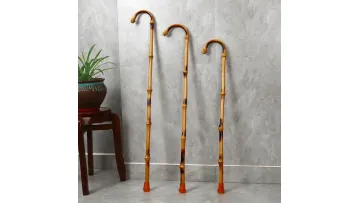 Solid Bamboo Walking Stick, Anti-Skid Hiking Cane for Elderly Outdoor Support1