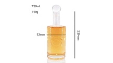 Nice 200ml 375ml 500ml 750ml 1000ml transparent round empty flint glass liquor wine Vodka tequila bottle with sealed cork lid1