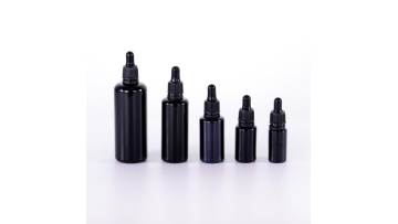 black ribbed child resistant glass droppers