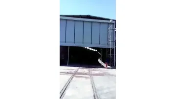 Industrial Automatic Big Size Wind Resist Proof Strong PVC Rapid Rise Fast Action Folding up Stacking High Speed Door for Warehouse or Factory1