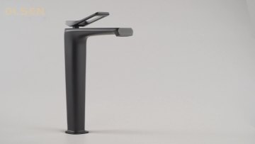 Washroom Tall Basin Faucet Single Handle Single Hole Matte Black Bathroom Sink Vessel Taps Mixer1