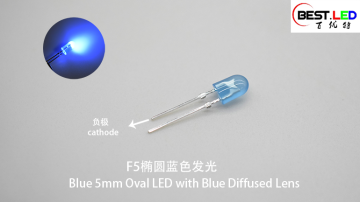 Blue 5mm Oval LED with Blue Diffused Lens