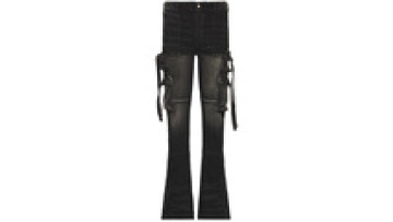 Quality Custom Black High Waist Flared Stacked Fitted Ripped Jeans for Men1