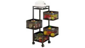 ZHIXIN Kitchen Organizer Five-Layer Metal Frame Shelves with Detachable Wheels Five-Layer Fruit & Vegetable Storage Basket Rack1