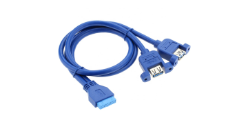 Custom Dual Panel Mount USB 3.0 A Female to Motherboard 20 PIN Female Adapter Cable1