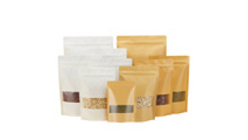 Ziplock Brown White Kraft Craft Paper Standing Up Pouches Food Packaging Zipper Bags With Window1
