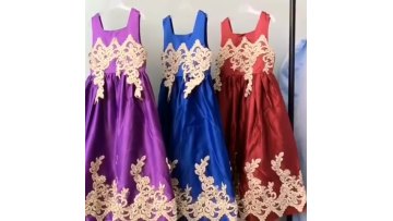 2020 New Pure color elegant girls dress suspender embroidered dress fluffy princess dress1