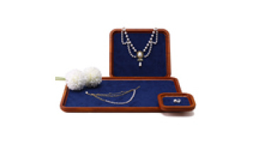 Hanhong wholesale custom velvet jewelry packaging solid wood luxury ring necklace bracelet jewelry blue display tray1