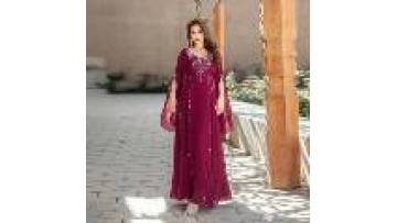 Muslim Islamic Clothing Fashion Arabic Style Dubai Abaya Beaded Handmade Muslim Women's Dresses Evening Party Wear1