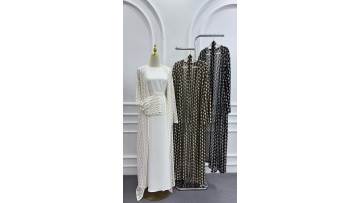 Contrast Crochet Open Abaya Cardigan (1)