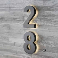 Metal 3D Led House Numbers Light Outdoor Waterproof Home Hotel Door Plates Stainless Steel Illumilous Sign Address