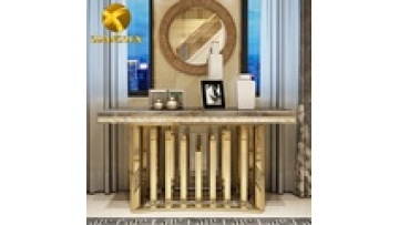 Modern Luxury Metal Hallway Table - Marble Mirrored Console Table CT0181