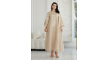 Breathable Sequined Abaya with Tassel V-Neck Dubai Muslim Ramadan Jalabiya Islamic Embroidered Robe1