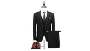 New Style Men's Business Suit Black TR 3-Piece Coat Single Breasted Closure Pant Zipper Fly Anti-Static Worsted Material Turkey1