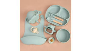 BPA free Kids Dining Babies Safty Eating Utensils Product Silicone Baby Feeding Set with Suction Bowl Divided Plate1