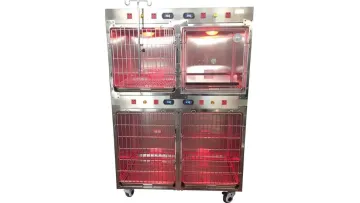 Animal Vet Pet Hospital Clinic Dog Cat Stainless Steel Veterinary Therapy Oxygen Infrared Warm Heated Cage with IV Pole1