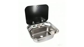 Stainless steel sink with cover for camper van