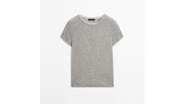 Women's casual commuting style simple double-sided decoration short sleeved T-shirt