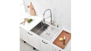 SUS#304 Farmhouse 25 inch Drop in Kitchen Sink Workstation Sink Double Ledges Top mount 18 Gauge Handmade Large Deep  Sink1