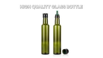 250ml Green Olive Oil Glass Bottle with Plastic Stretchable Spout