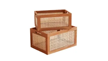 Wood & Bamboo Woven Storage Basket for Home1