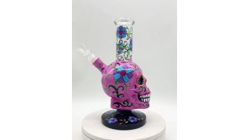 Glass Bong Purple Skull