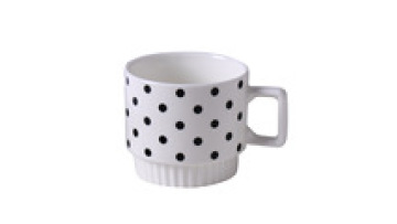 Nordic Porcelain Polka Dot Mug - Black and White Hepburn-Style Drinkware Gift1